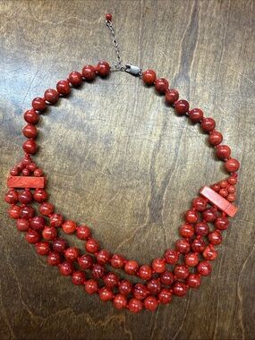 3 Row sponge coral necklace